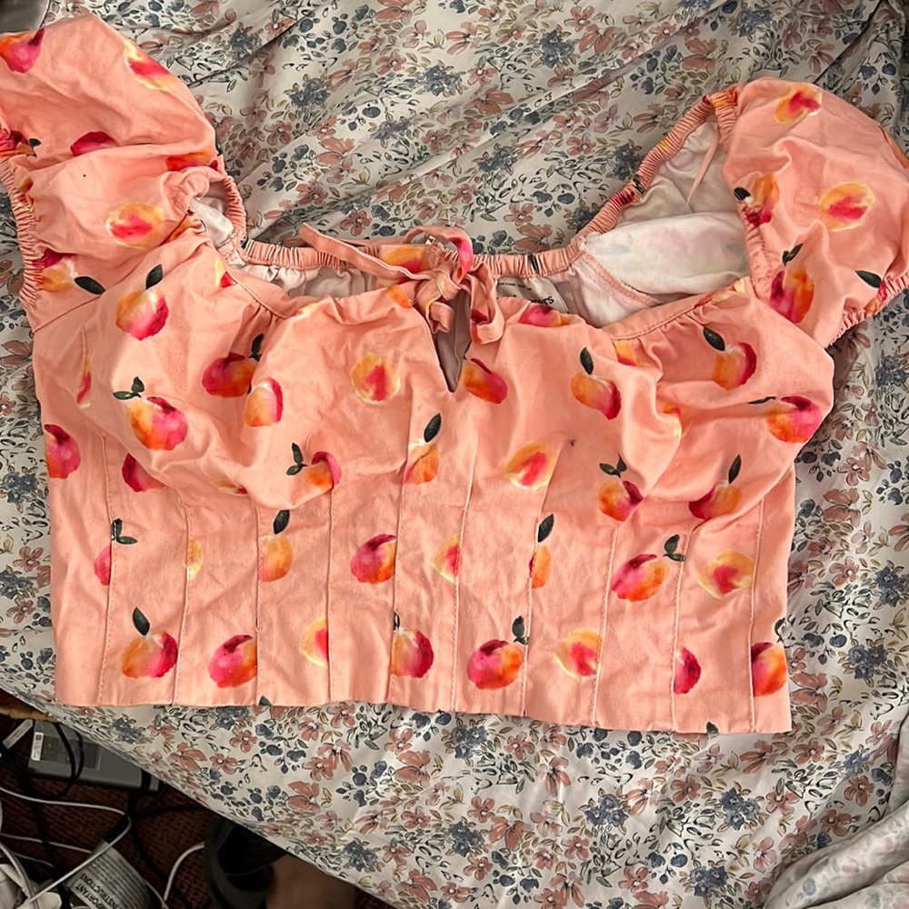 Finders Keepers Peach Corset MilkMaid Top NWT
